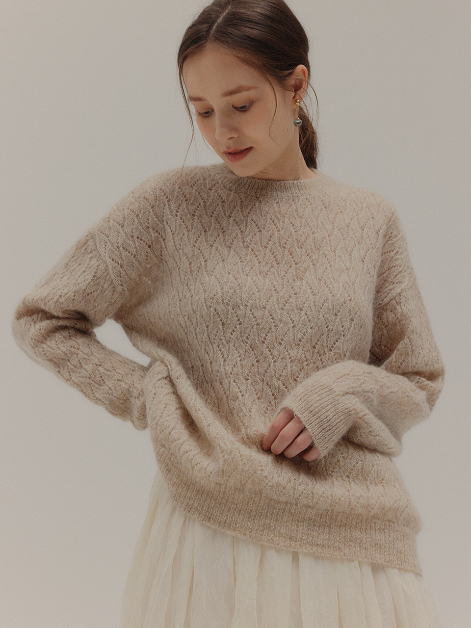 MOHAIR LOOSE FIT KNIT_BEIGE